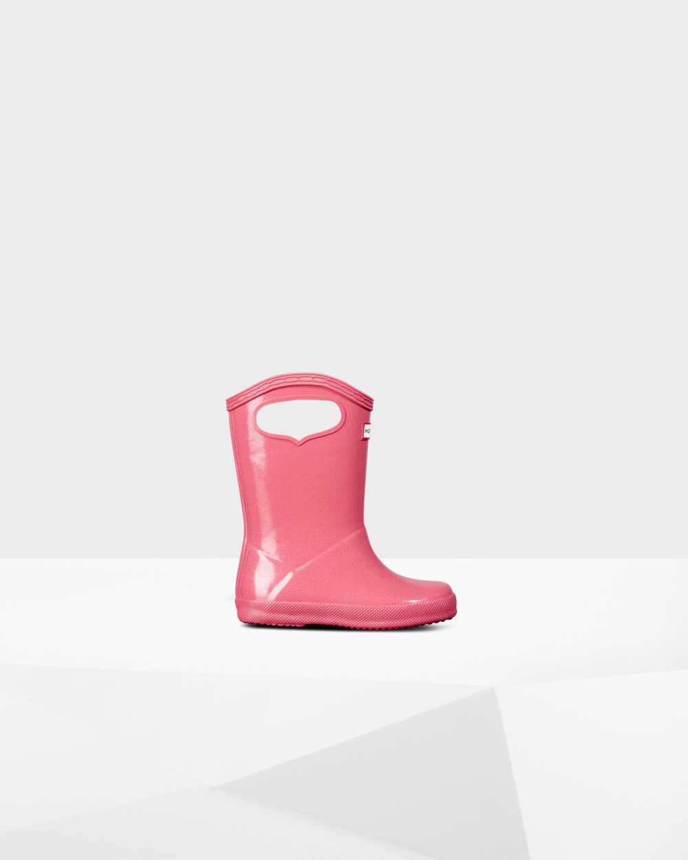 Hunter Original First Classic Grab Handle Gloss Kids Rain Boots NZ-45374X Pink